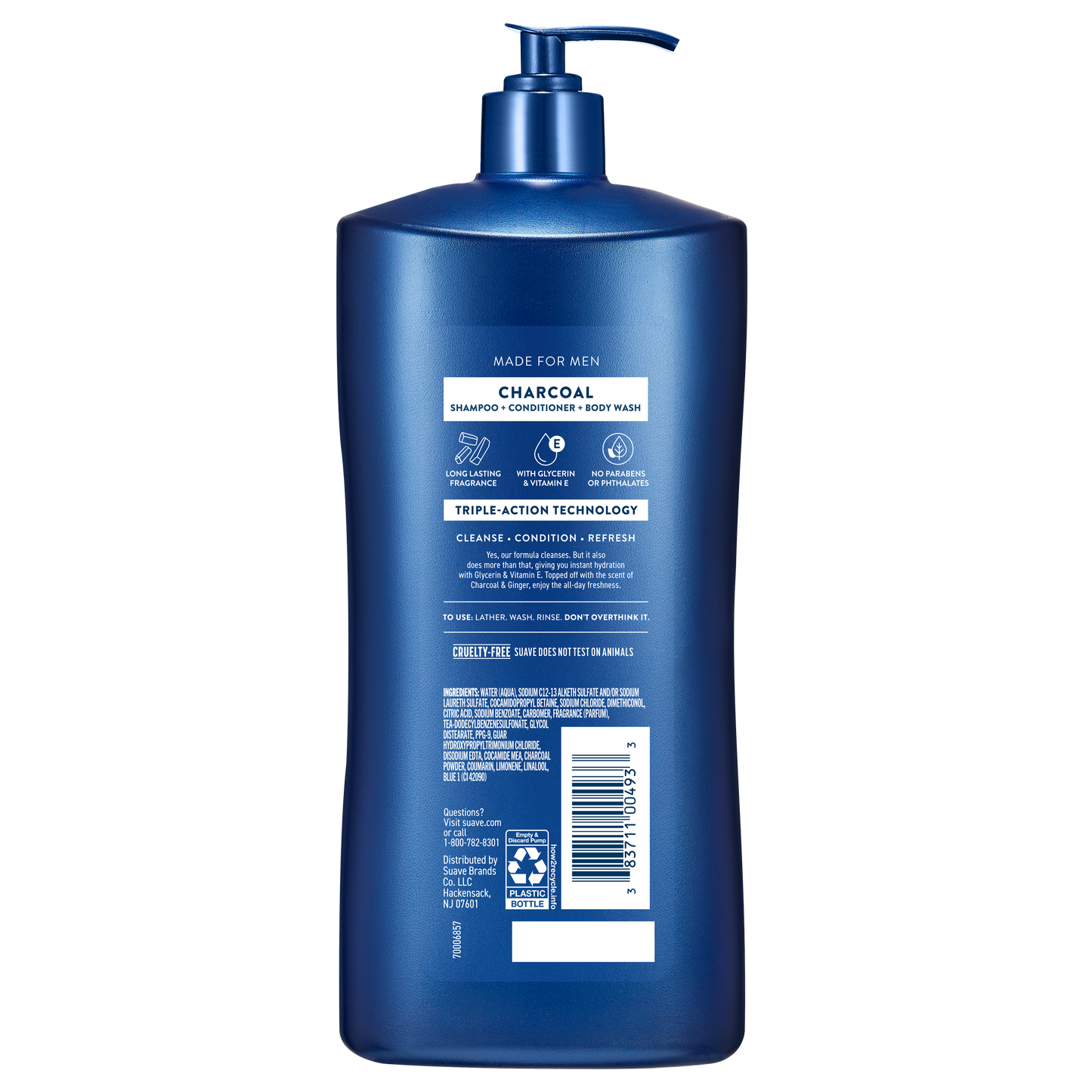 Men's Charcoal 3-in-1 Shampoo Conditioner & Body Wash
