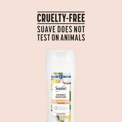 Suave Anti Dandruff Shampoo For Women, Coconut Moisture, 1% Pyrithione Zinc, Controls Flakes, Itch & Dry Scalp, Restores Moisture to Hair & Scalp, 12.6 FL OZ