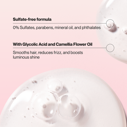 Suave Hydra Gloss Sulfate Free Shampoo with Glycolic Acid & Camellia Flower Oil for Hydrated, Smooth, Glossy Shine