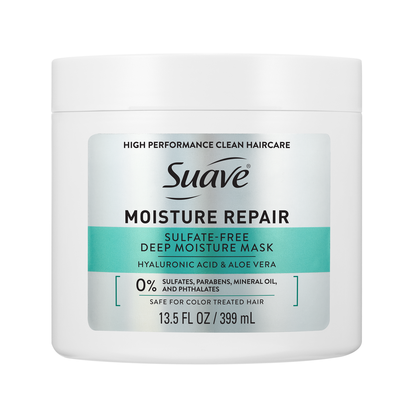 Suave Moisture Repair Sulfate-Free Deep Moisture Mask with Hyaluronic Acid & Aloe Vera, Hydrating Treatment for Dry, Damaged Hair, 13.5 FL OZ