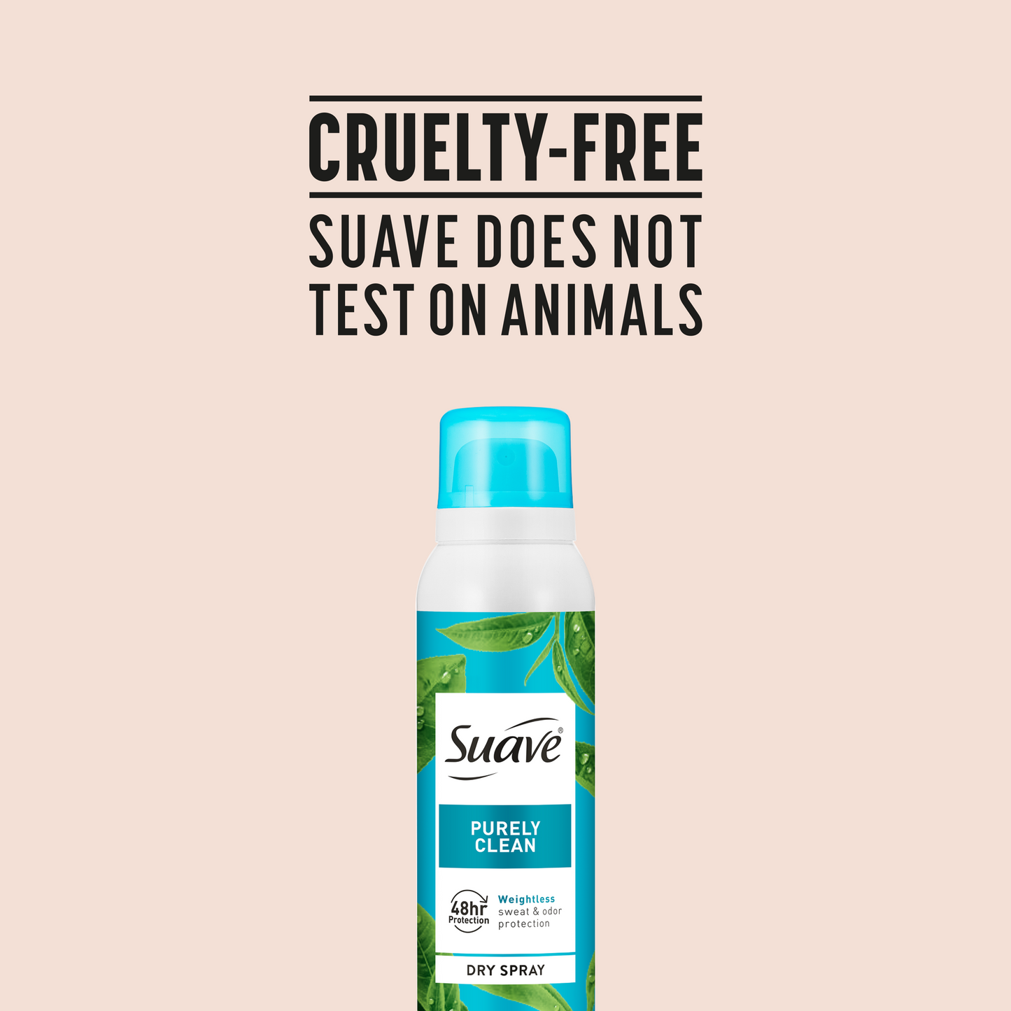 Suave Purely Clean Dry Spray Antiperspirant Deodorant, 48 HR Weightless Sweat & Odor Protection, Invisible, Talc Free, Wax Free, Vegan, 3.8 OZ