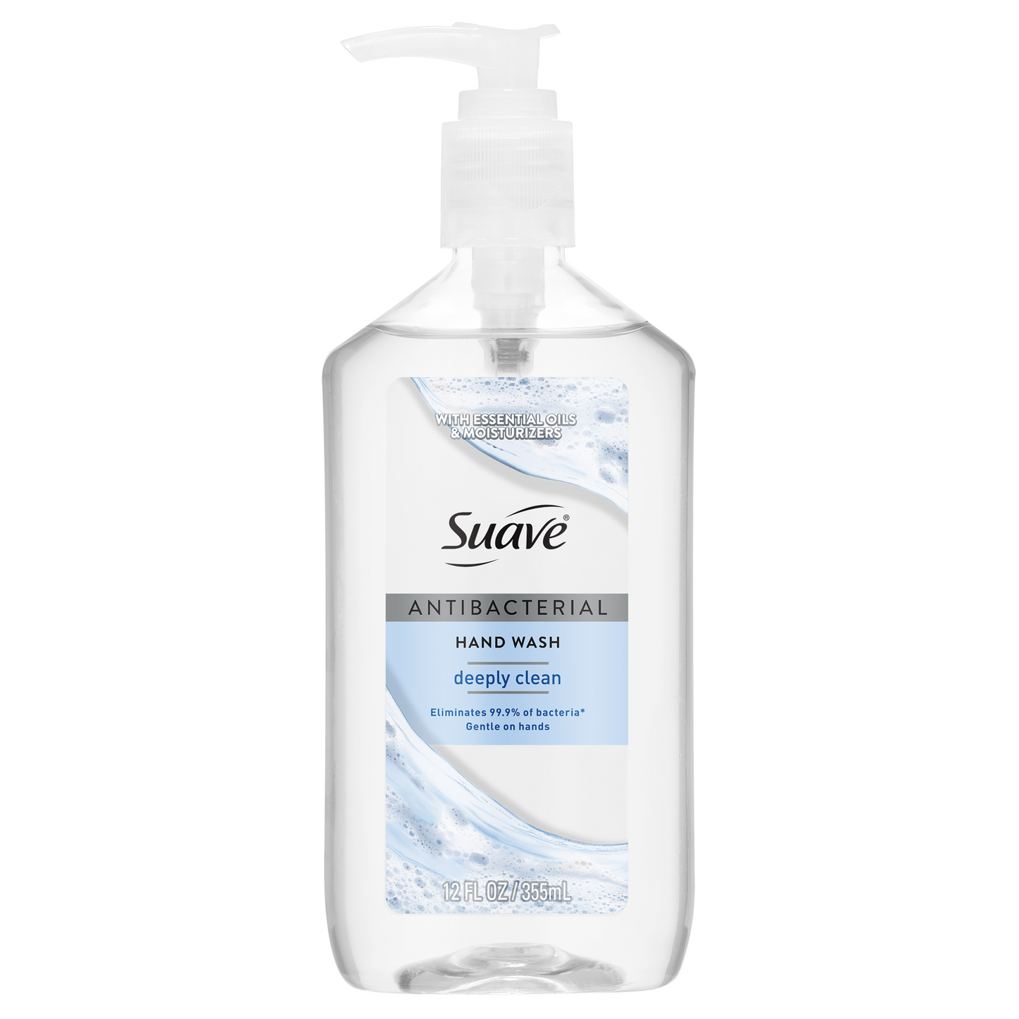 Suave Antibacterial Hand Wash, Deeply Clean, Kills 99.9% of Bacteria, Gentle & Moisturizing Liquid Soap for Kitchen & Bathroom, 12 FL OZ