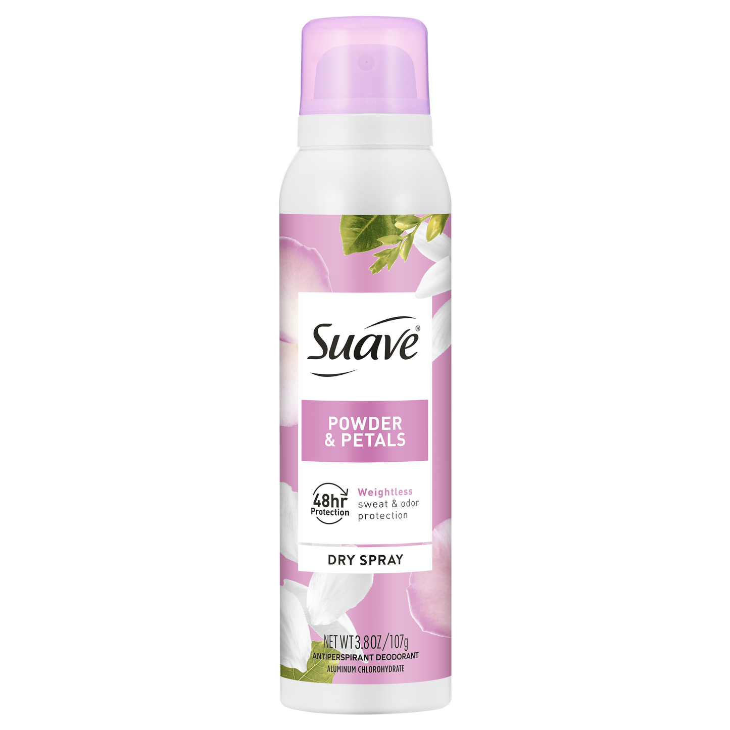 Suave Powder & Petals Dry Spray Antiperspirant Deodorant, 48 HR Weightless Sweat & Odor Protection, Invisible, Talc Free, Wax Free, Vegan, 3.8 OZ