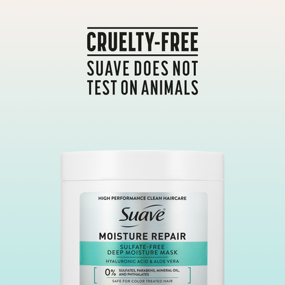 Suave Moisture Repair Sulfate-Free Deep Moisture Mask with Hyaluronic Acid & Aloe Vera, Hydrating Treatment for Dry, Damaged Hair, 13.5 FL OZ