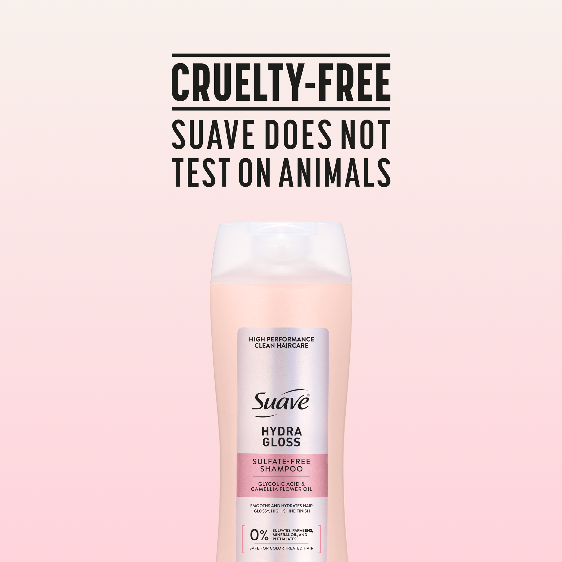 Suave Hydra Gloss Sulfate Free Shampoo with Glycolic Acid & Camellia Flower Oil for Hydrated, Smooth, Glossy Shine
