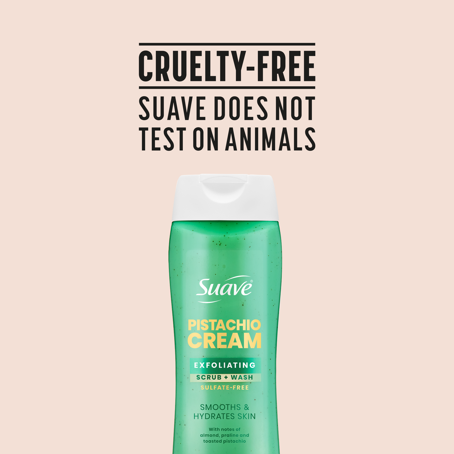Suave Pistachio Cream Exfoliating Body Wash & Scrub with Glycerin & Vitamin E, Sulfate-Free Hydrating Cleanser for Soft, Smooth Skin, 18 FL OZ