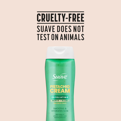 Suave Pistachio Cream Exfoliating Body Wash & Scrub with Glycerin & Vitamin E, Sulfate-Free Hydrating Cleanser for Soft, Smooth Skin, 18 FL OZ