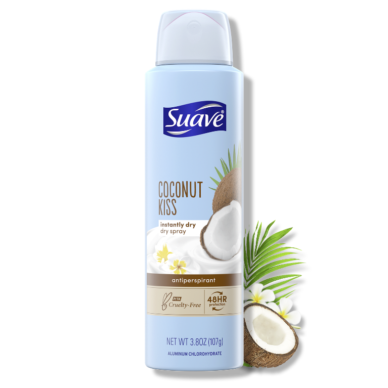 Coconut Kiss Dry Spray Antiperspirant Deodorant Suave Suave