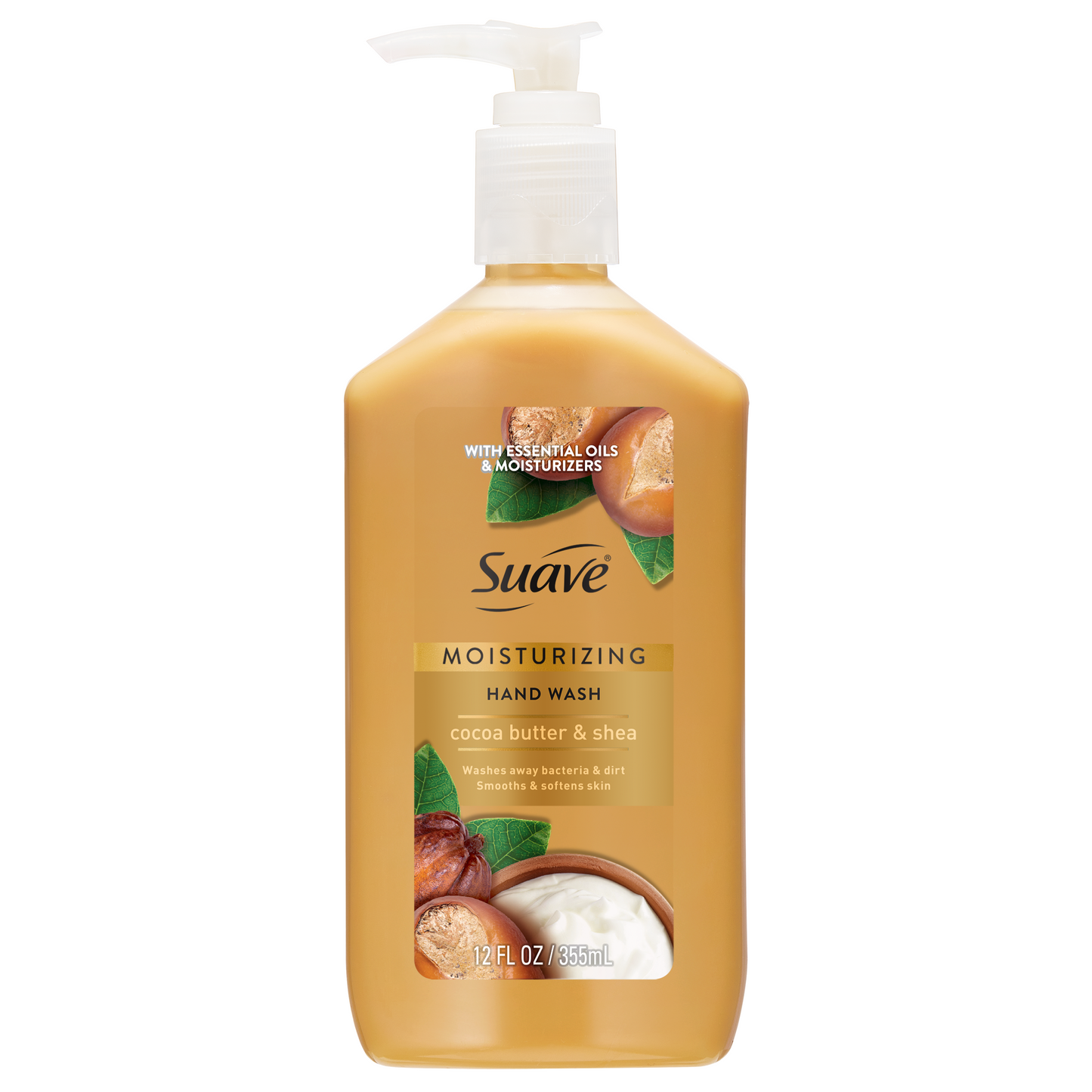 Suave Cocoa Butter & Shea Hand Wash, Moisturizing, pH-Balanced Formula for Soft, Smooth Skin, 12 FL OZ