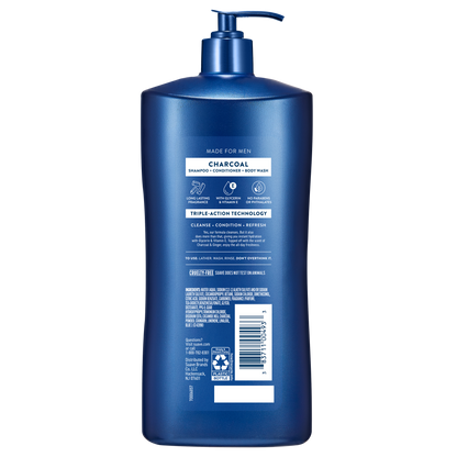 Men's Charcoal 3-in-1 Shampoo Conditioner & Body Wash