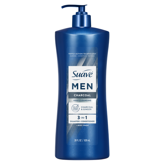 Champú, acondicionador y gel de baño 3 en 1 de carbón para hombres