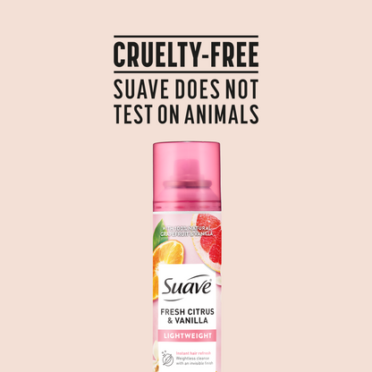 Suave Dry Shampoo For Women, Fresh Citrus & Vanilla, Absorbs Oil & Dirt For Instant Hair Refresh Between Washes, Invisible, Lightweight Finish, 4.3 OZ