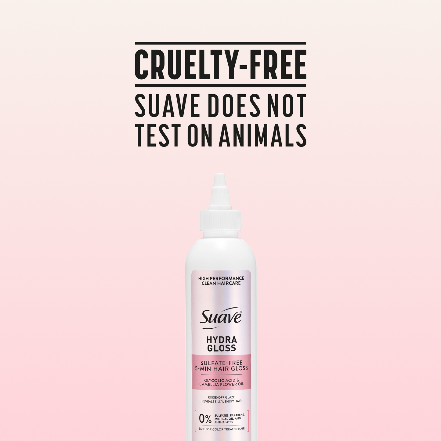 Suave Hydra Gloss Sulfate-Free 5-Min Hair Gloss with Glycolic Acid & Camellia Flower Oil, Rinse-Off Glaze for Silky, Shiny Hair, 8 FL OZ