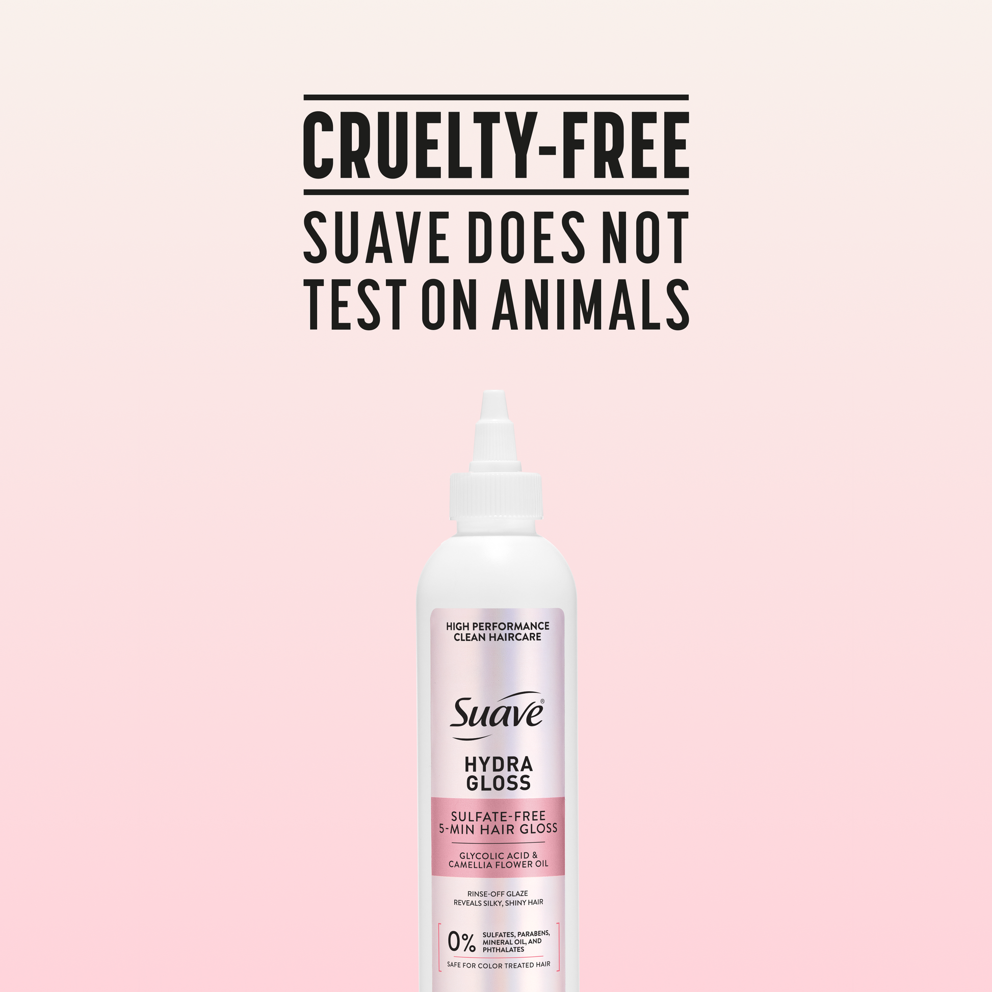 Suave Hydra Gloss Sulfate-Free 5-Min Hair Gloss with Glycolic Acid & Camellia Flower Oil, Rinse-Off Glaze for Silky, Shiny Hair, 8 FL OZ