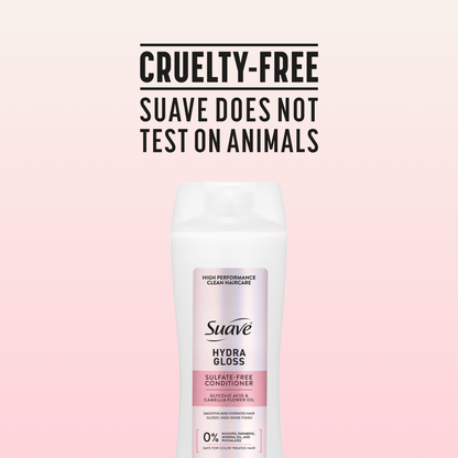 Suave Hydra Gloss Sulfate Free Conditioner with Glycolic Acid & Camellia Flower Oil for Hydrated, Smooth, Glossy Shine