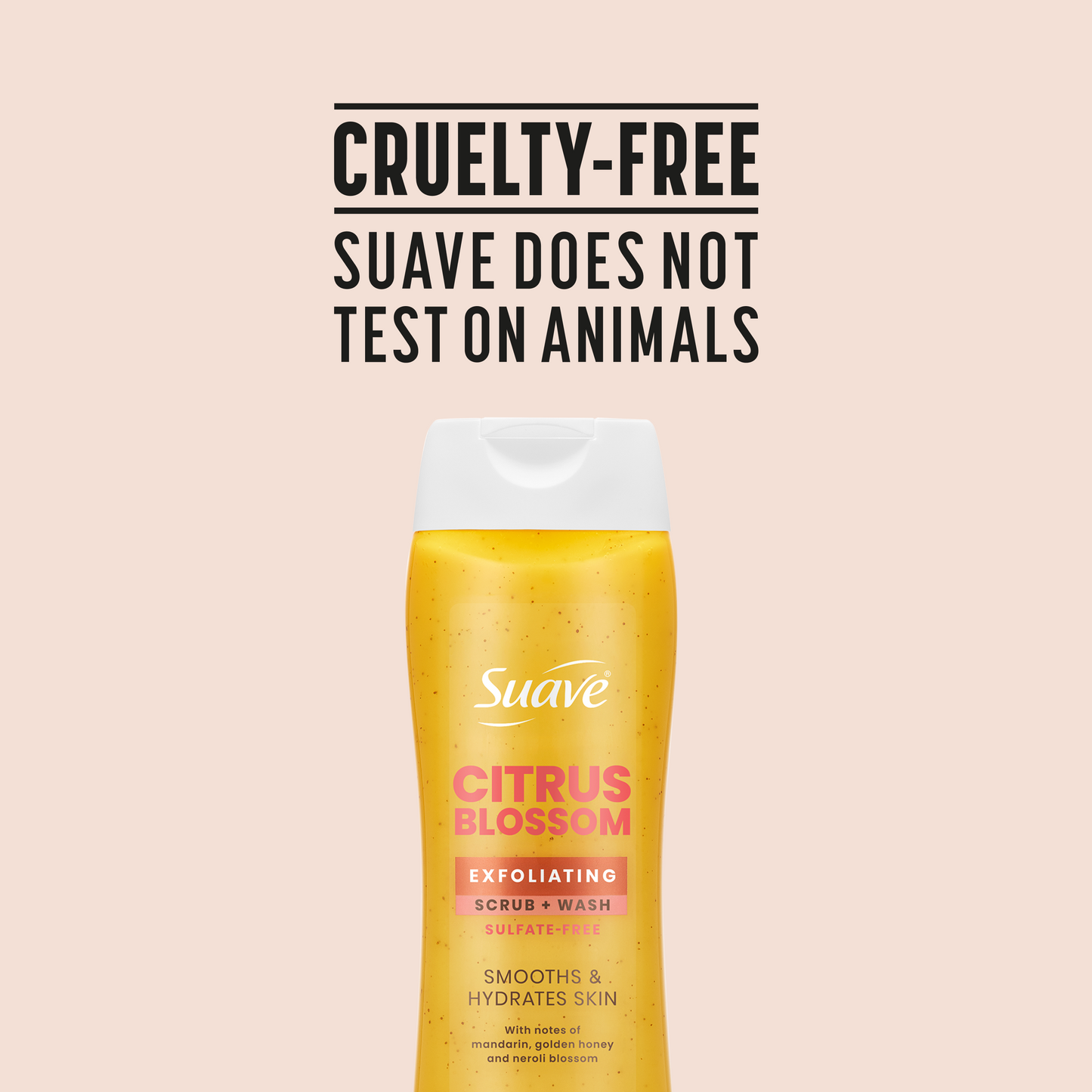 Suave Citrus Blossom Exfoliating Body Wash & Scrub with Glycerin & Vitamin E, Sulfate-Free Hydrating Cleanser for Soft, Smooth Skin, 18 FL OZ
