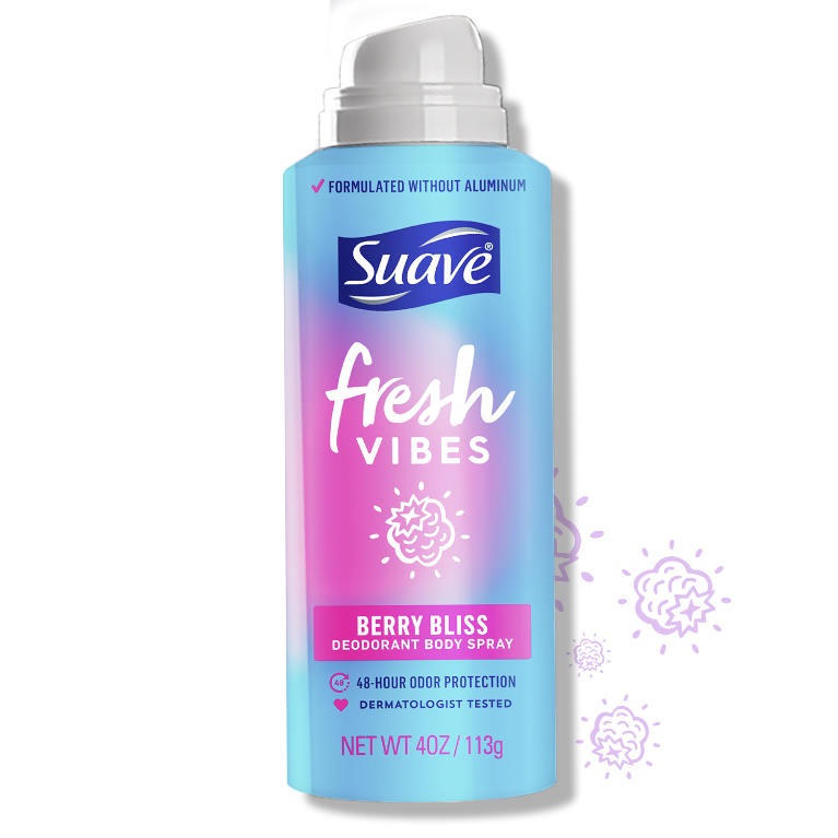 Fresh Vibes Berry Bliss Deodorant Body Spray Suave Suave