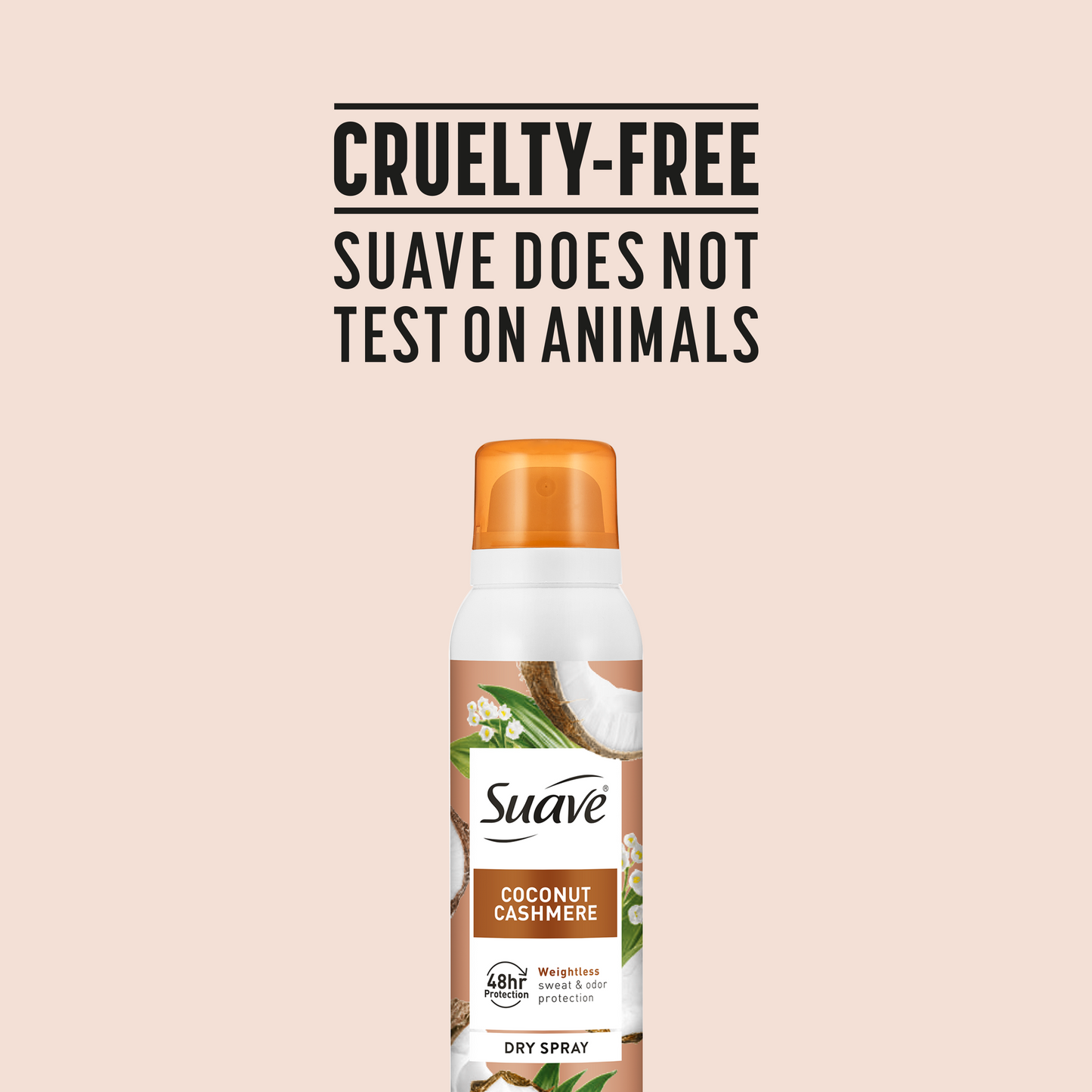 Suave Coconut Cashmere Dry Spray Antiperspirant Deodorant, 48 HR Weightless Sweat & Odor Protection, Invisible, Talc Free, Wax Free, Vegan, 3.8 OZ