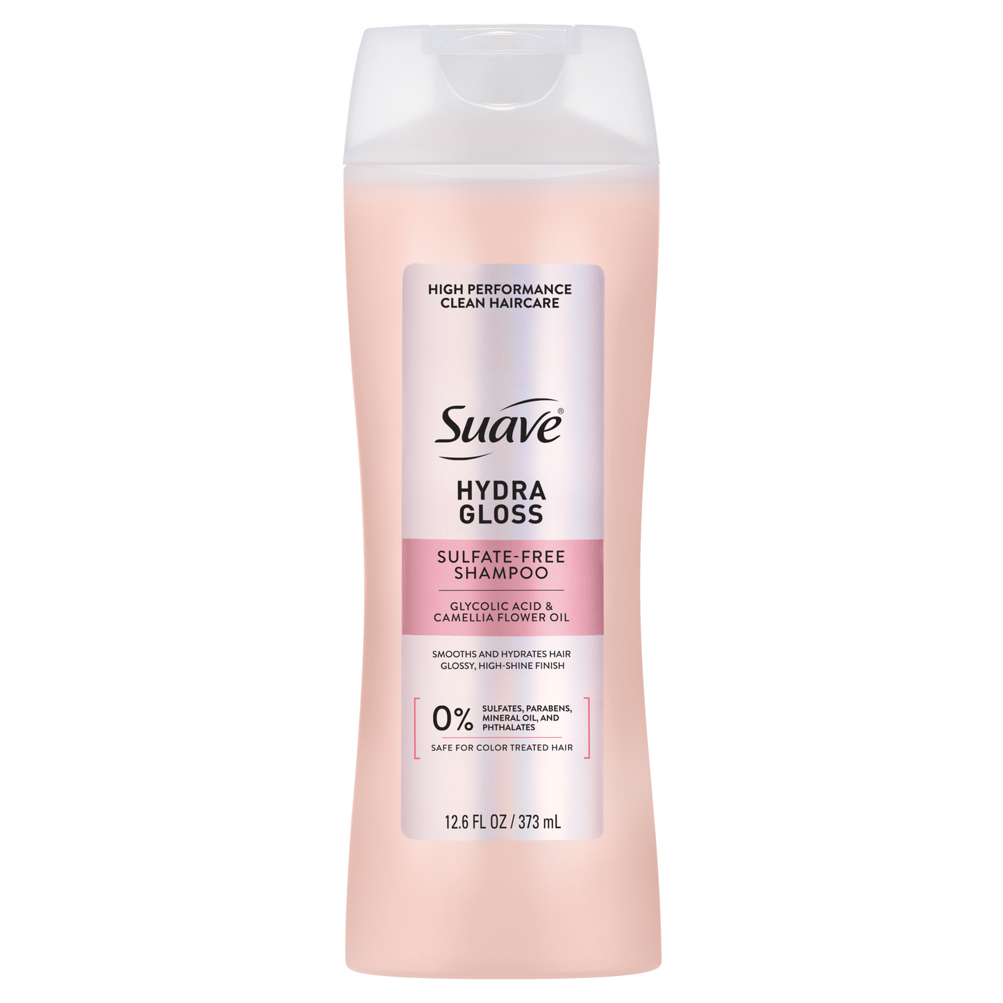 Suave Hydra Gloss Sulfate Free Shampoo with Glycolic Acid & Camellia Flower Oil for Hydrated, Smooth, Glossy Shine