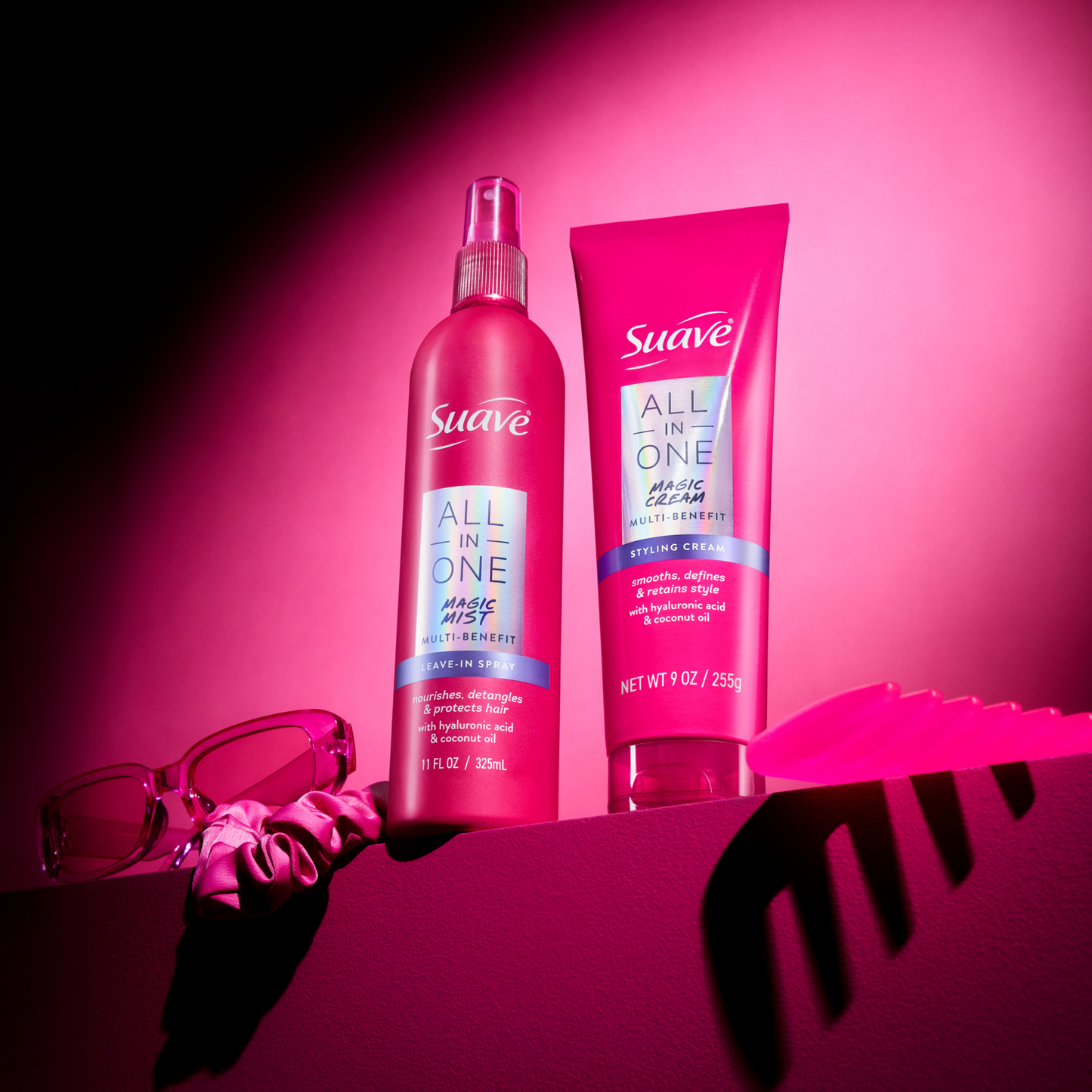 
                  
                    Suave All In One Magic Mist Leave In Spray For Women, Detangles, Hydrates & Refreshes Hair, Controls Frizz, Scented, All Hair Types, 11 FL OZ
                  
                