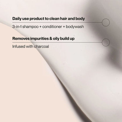 Men's Charcoal 3-in-1 Shampoo Conditioner & Body Wash