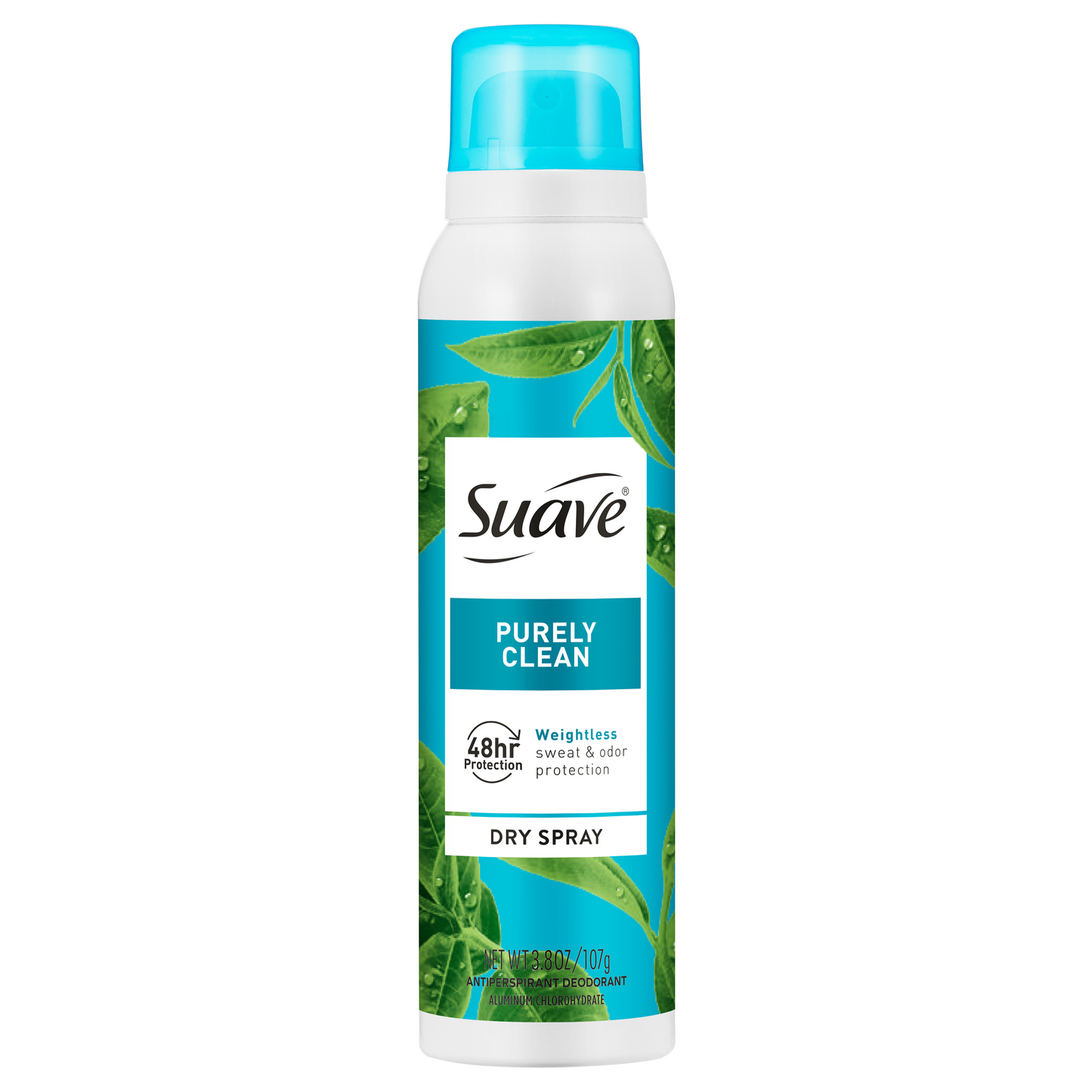 Suave Purely Clean Dry Spray Antiperspirant Deodorant, 48 HR Weightless Sweat & Odor Protection, Invisible, Talc Free, Wax Free, Vegan, 3.8 OZ