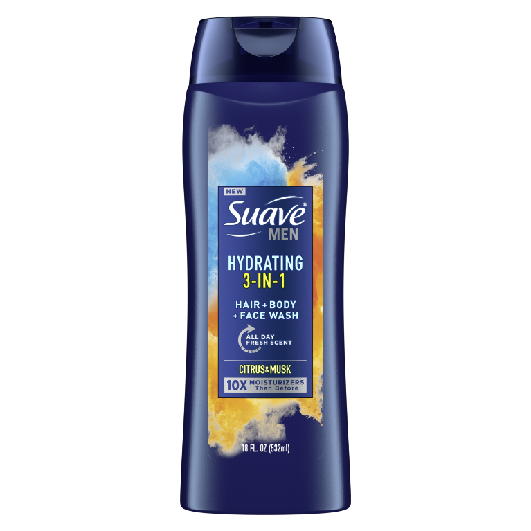 Suave Professionals Men's 3-in-1 Shampoo Conditioner & Body Wash, Citrus Rush - 28 fl oz bottle