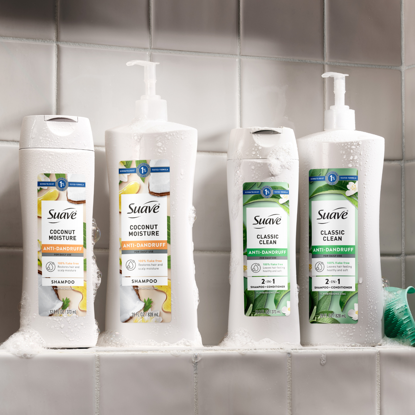 
                  
                    Suave Anti Dandruff Shampoo For Women, Coconut Moisture, 1% Pyrithione Zinc, Controls Flakes, Itch & Dry Scalp, Restores Moisture to Hair & Scalp, 12.6 FL OZ
                  
                