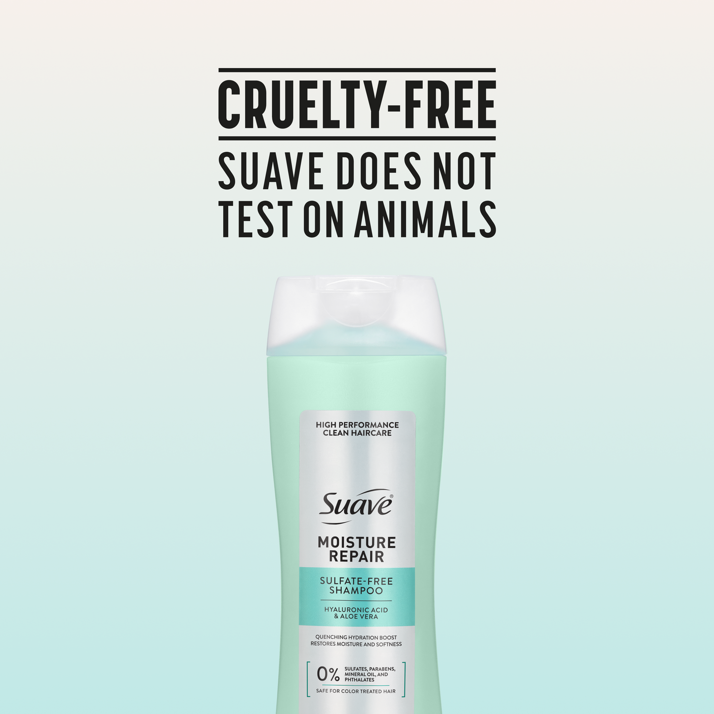 Suave Moisture Repair Sulfate-Free Shampoo with Hyaluronic Acid & Aloe Vera, Hydrates & Restores Dry, Damaged Hair