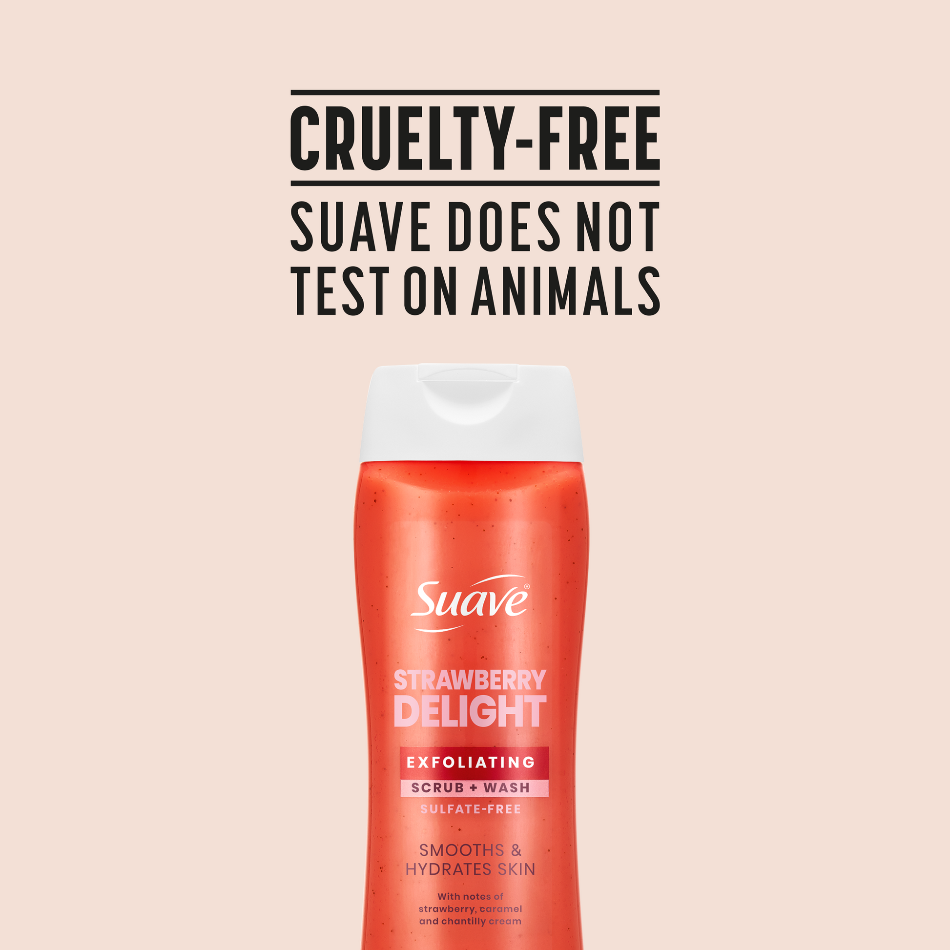 Suave Strawberry Delight Exfoliating Body Wash & Scrub with Glycerin & Vitamin E, Sulfate-Free Hydrating Cleanser for Soft, Smooth Skin, 18 FL OZ