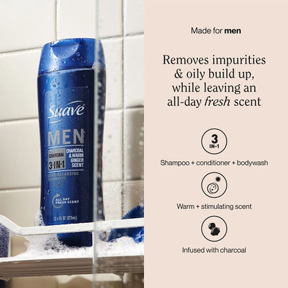Men's Charcoal 3-in-1 Shampoo Conditioner & Body Wash
