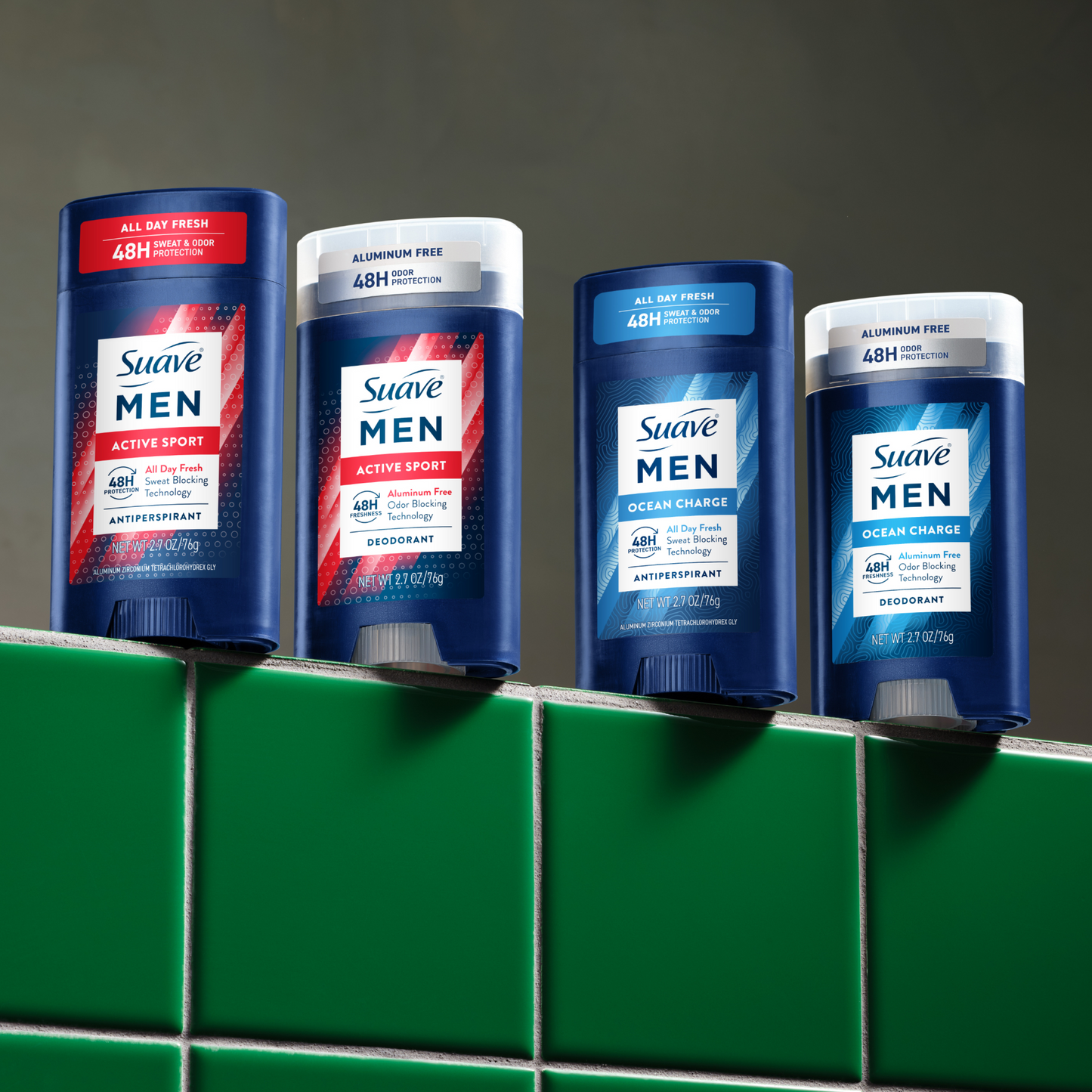 
                  
                    Suave Men Aluminum Free Deodorant, Ocean Charge Scent, 48HR Underarm Odor Protection & Freshness, No Parabens, Dyes or Talc, 2.7 OZ
                  
                