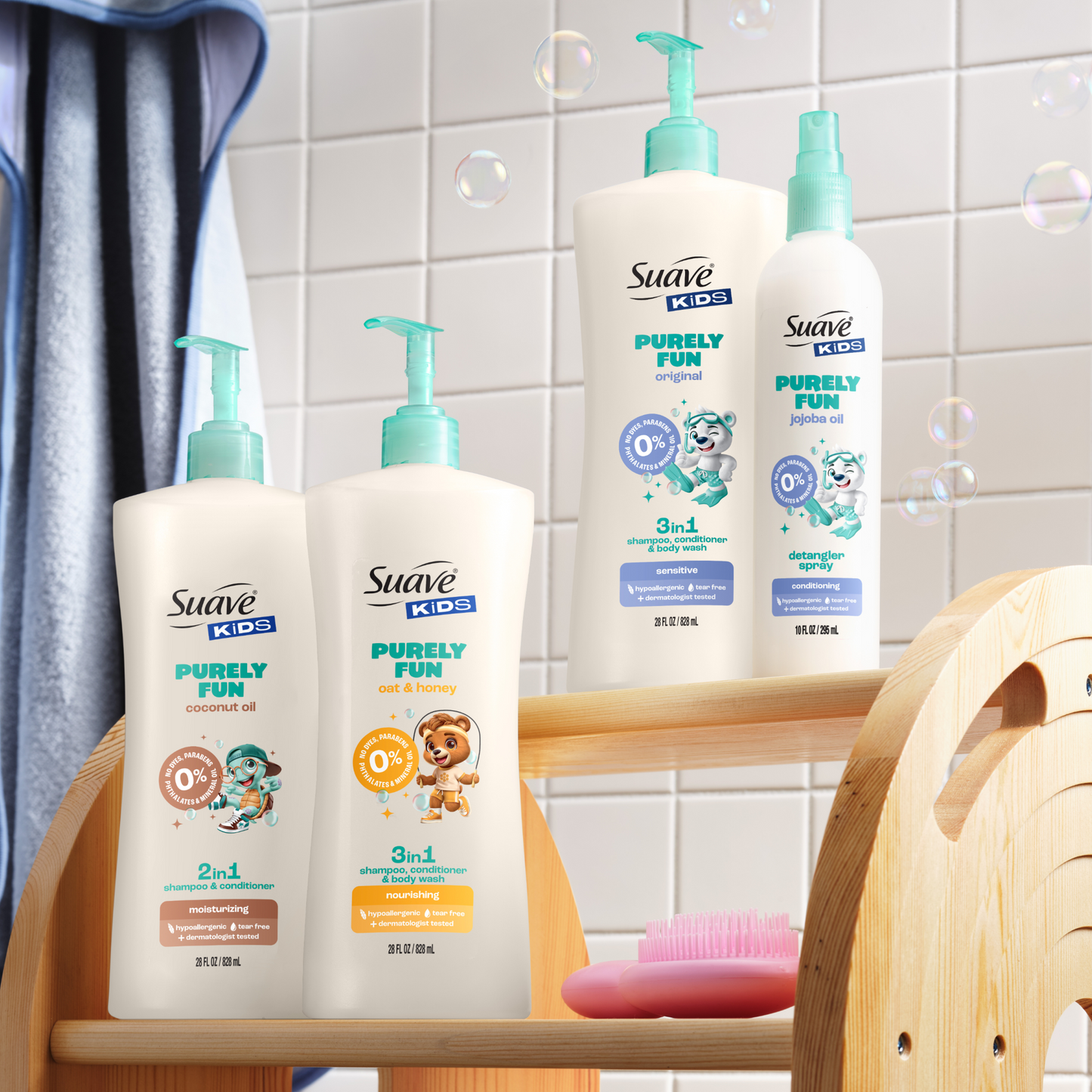 
                  
                    Suave Kids Purely Fun 2 in 1 Shampoo & Conditioner with Coconut Oil, Tear-Free, Hypoallergenic, Paraben & Dye Free, Gentle Hair Care for Kids
                  
                