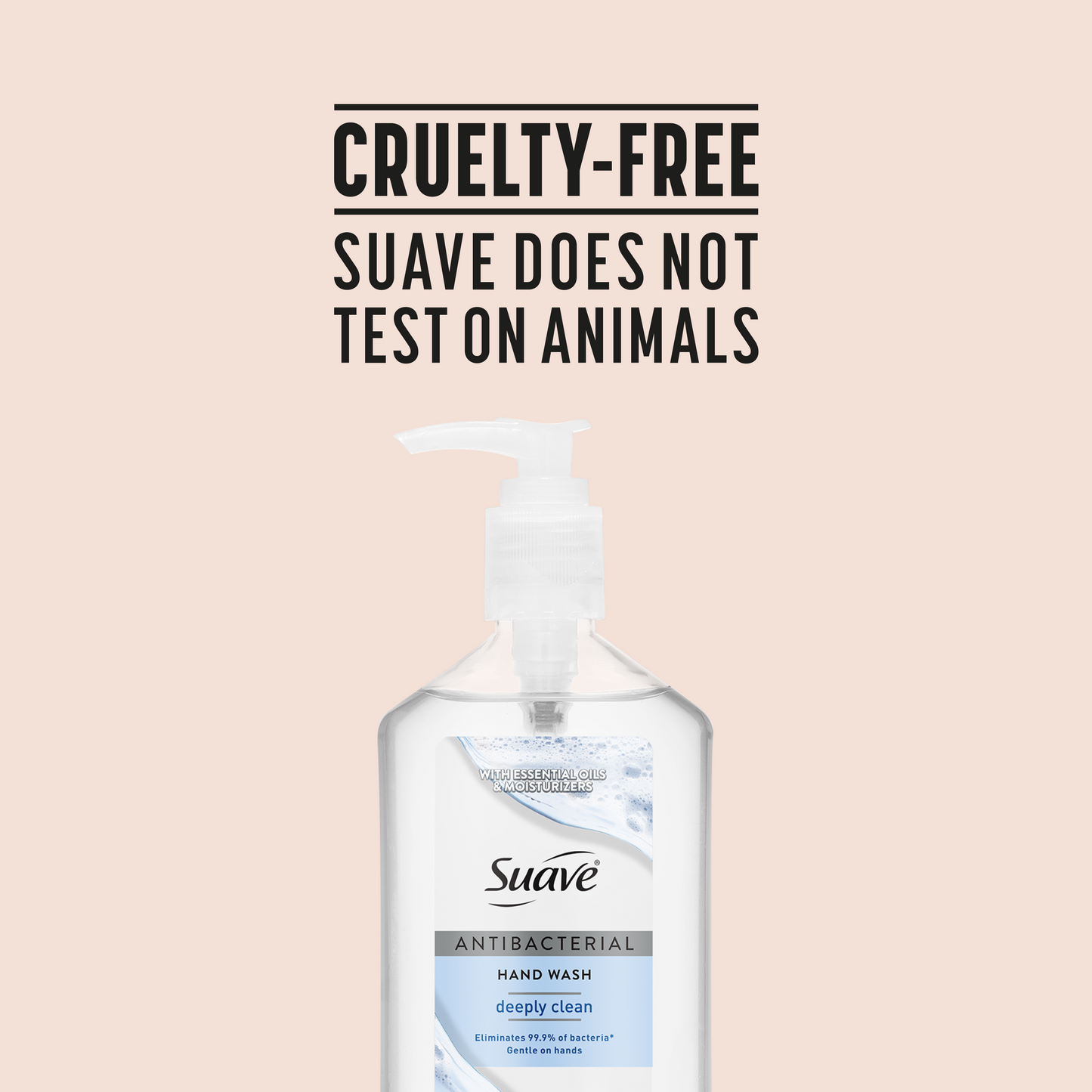 Suave Antibacterial Hand Wash, Deeply Clean, Kills 99.9% of Bacteria, Gentle & Moisturizing Liquid Soap for Kitchen & Bathroom, 12 FL OZ