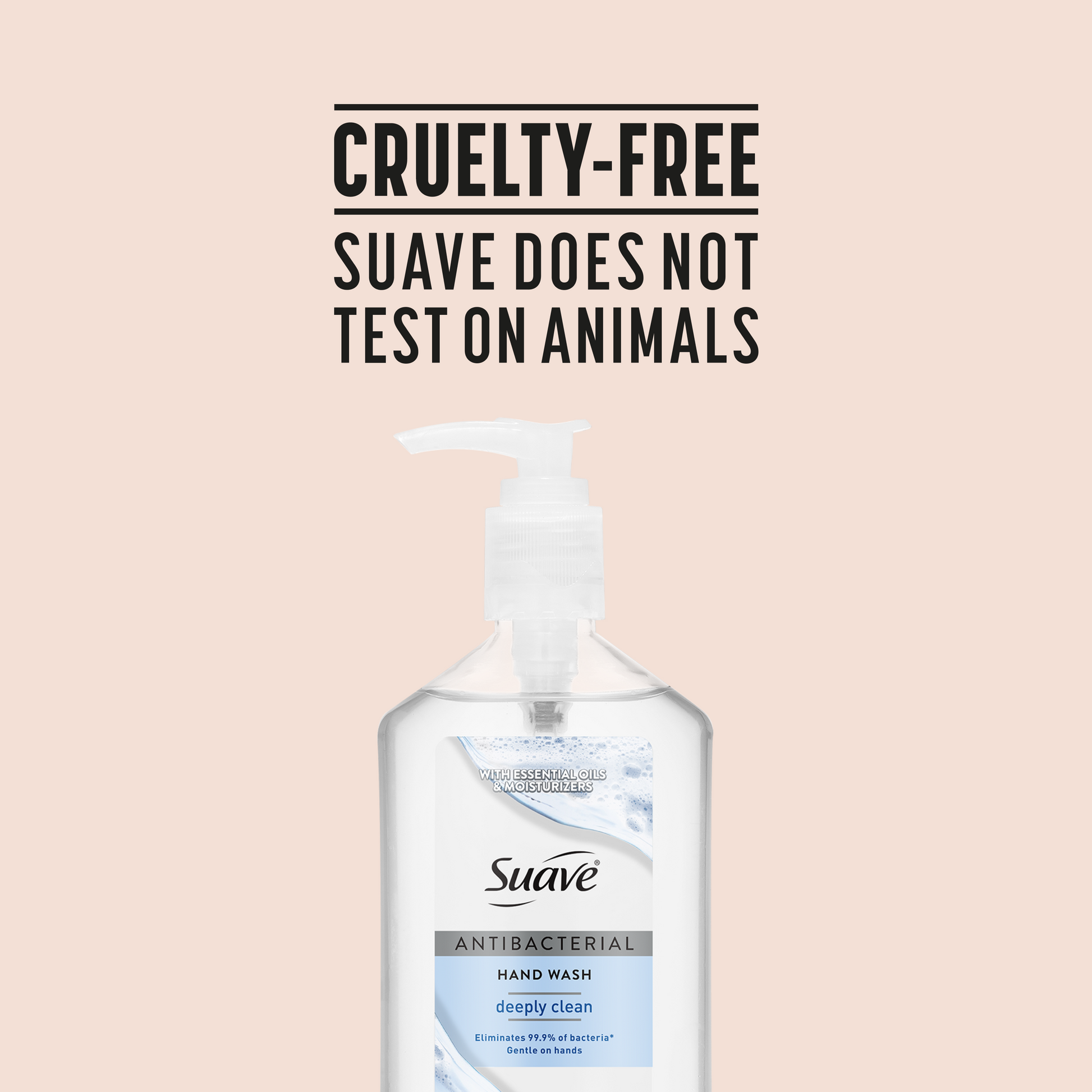 Suave Antibacterial Hand Wash, Deeply Clean, Kills 99.9% of Bacteria, Gentle & Moisturizing Liquid Soap for Kitchen & Bathroom, 12 FL OZ