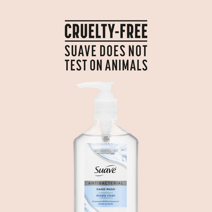 Suave Antibacterial Hand Wash, Deeply Clean, Kills 99.9% of Bacteria, Gentle & Moisturizing Liquid Soap for Kitchen & Bathroom, 12 FL OZ