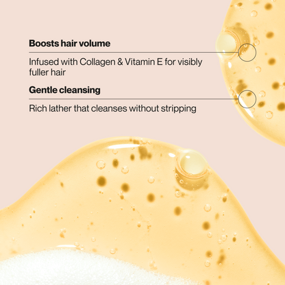Suave Volume & Body Volumizing Shampoo with Collagen & Vitamin E,  Boosts Fullness, Cleanses & Hydrates, For All Hair Types, 22.5 FL OZ
