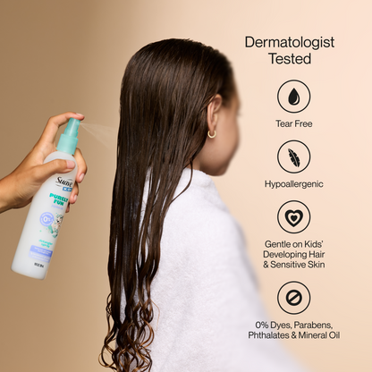 Suave Kids Purely Fun Hair Detangler Spray with Jojoba Oil, Tear-Free, Tangle-Free Shine for Soft, Manageable Hair, Hypoallergenic, 10 FL OZ