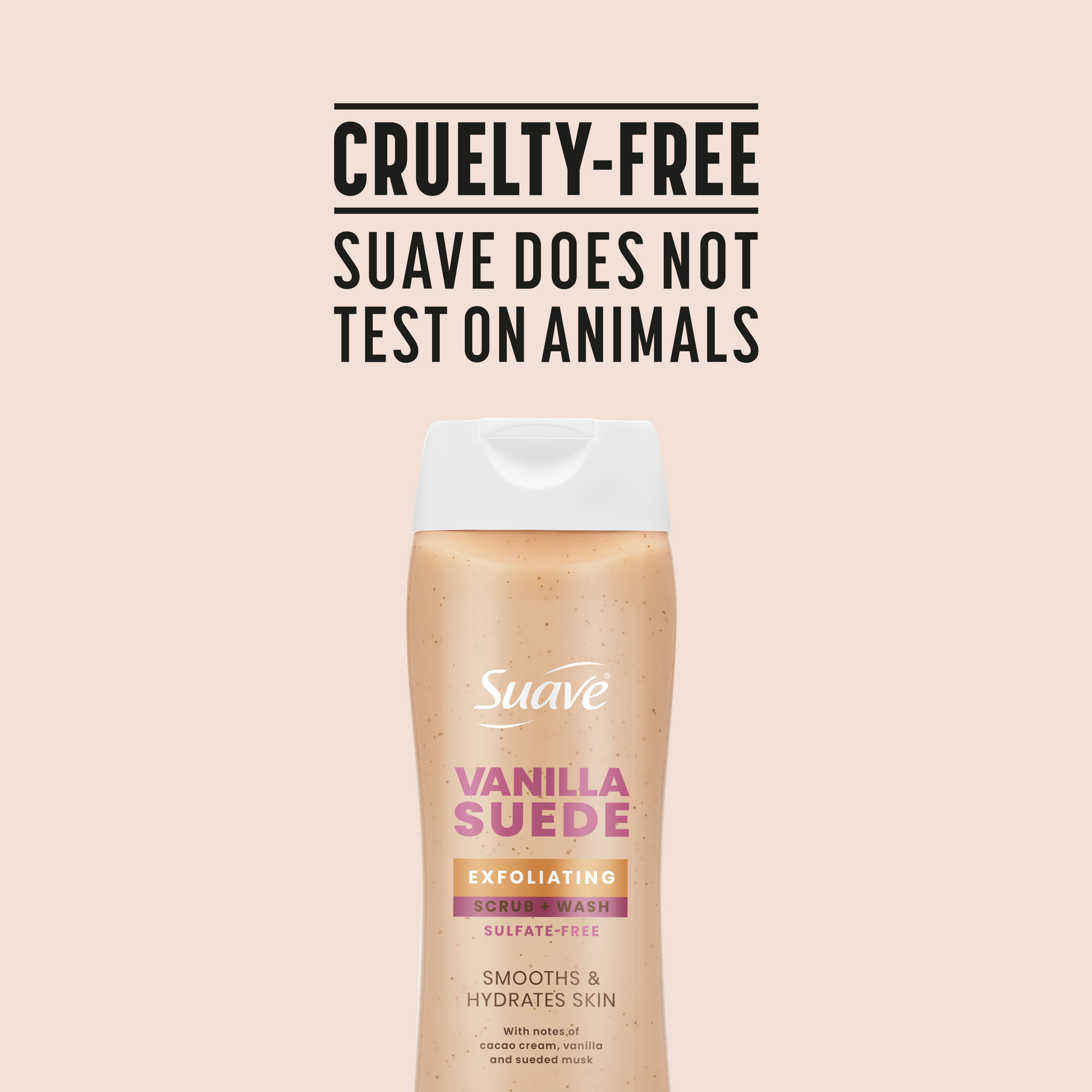 Suave Vanilla Suede Exfoliating Body Wash & Scrub with Glycerin & Vitamin E, Sulfate-Free Hydrating Cleanser for Soft, Smooth Skin, 18 FL OZ